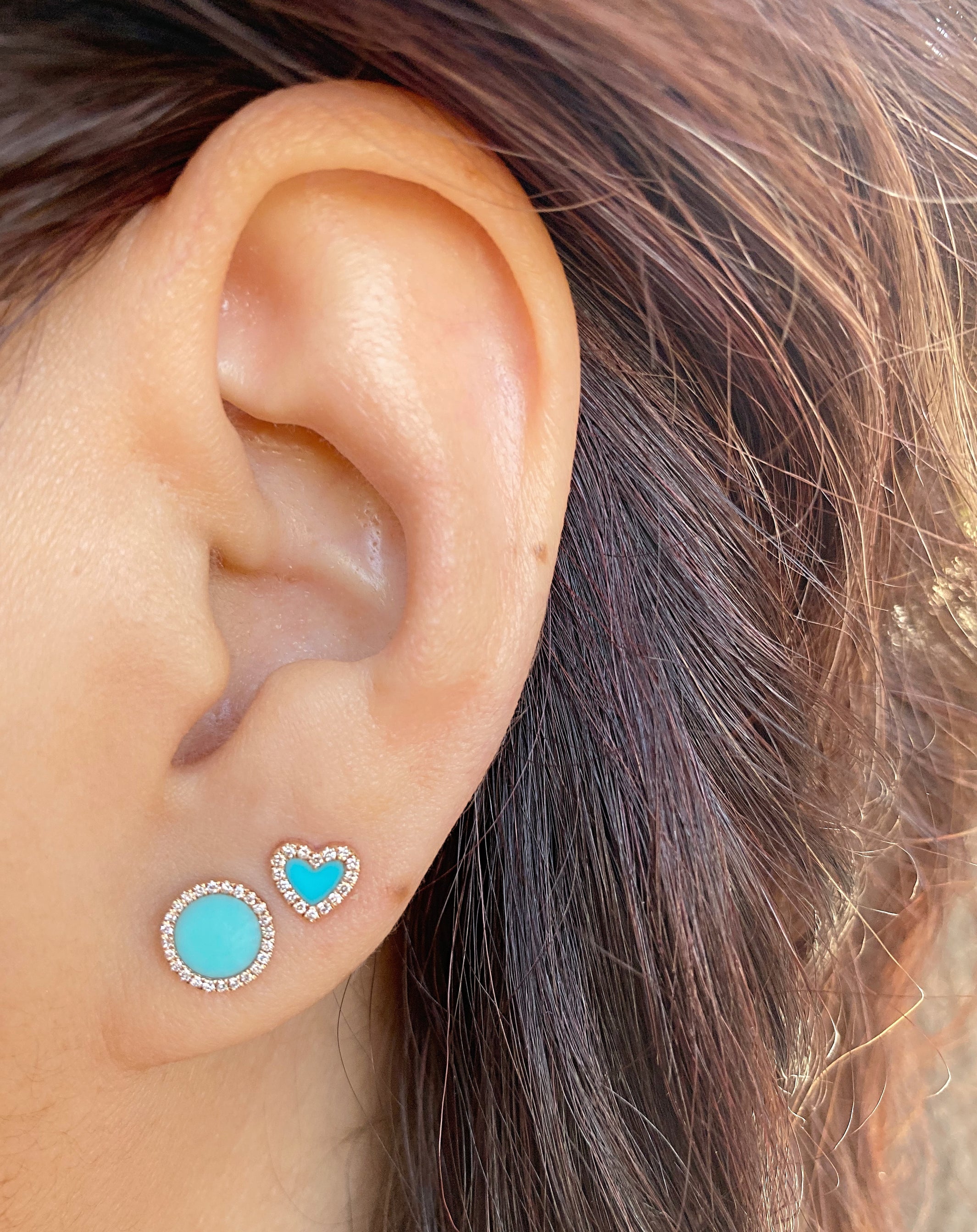 Mini Gemstone Halo Heart Studs.