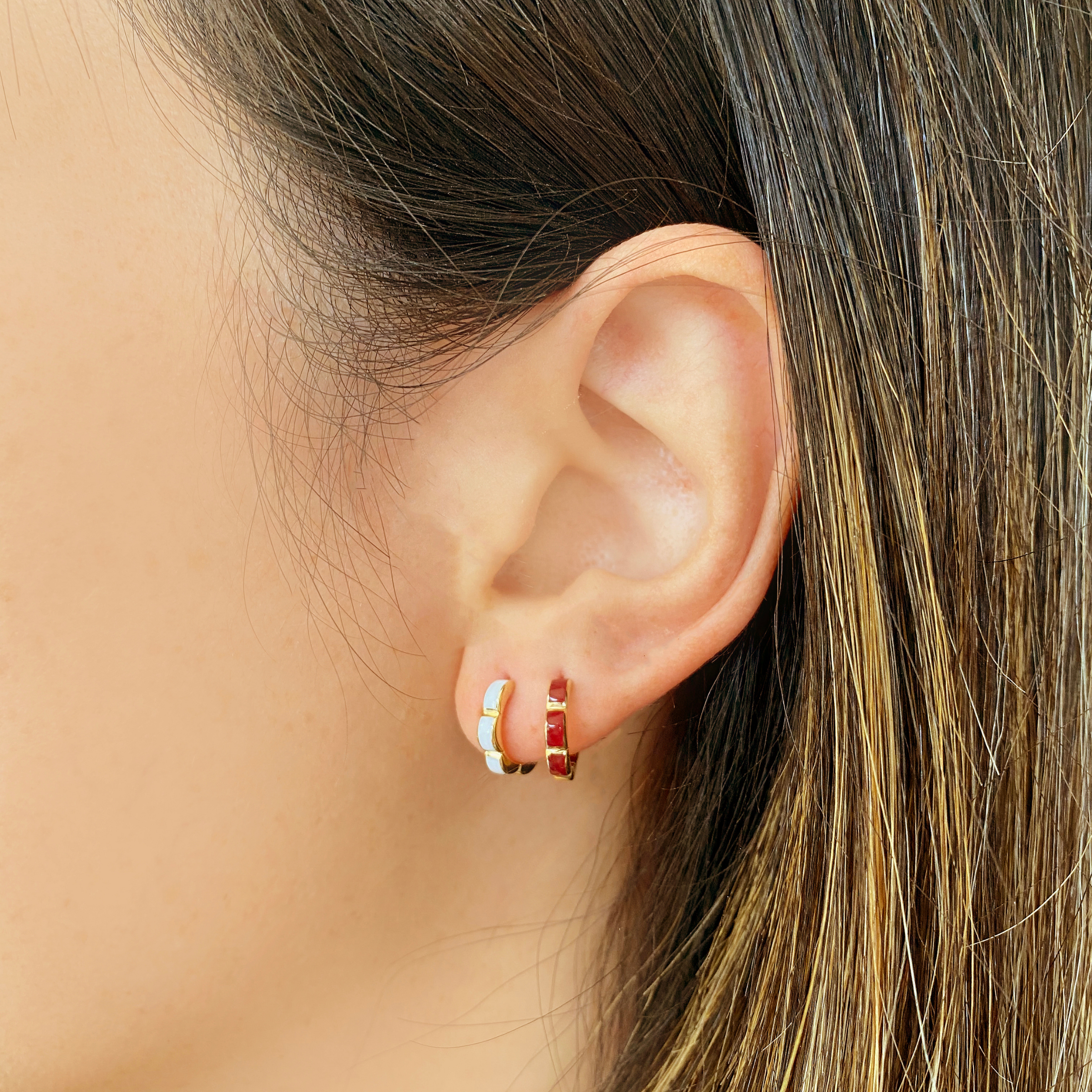 Enamel Flower Hoops.