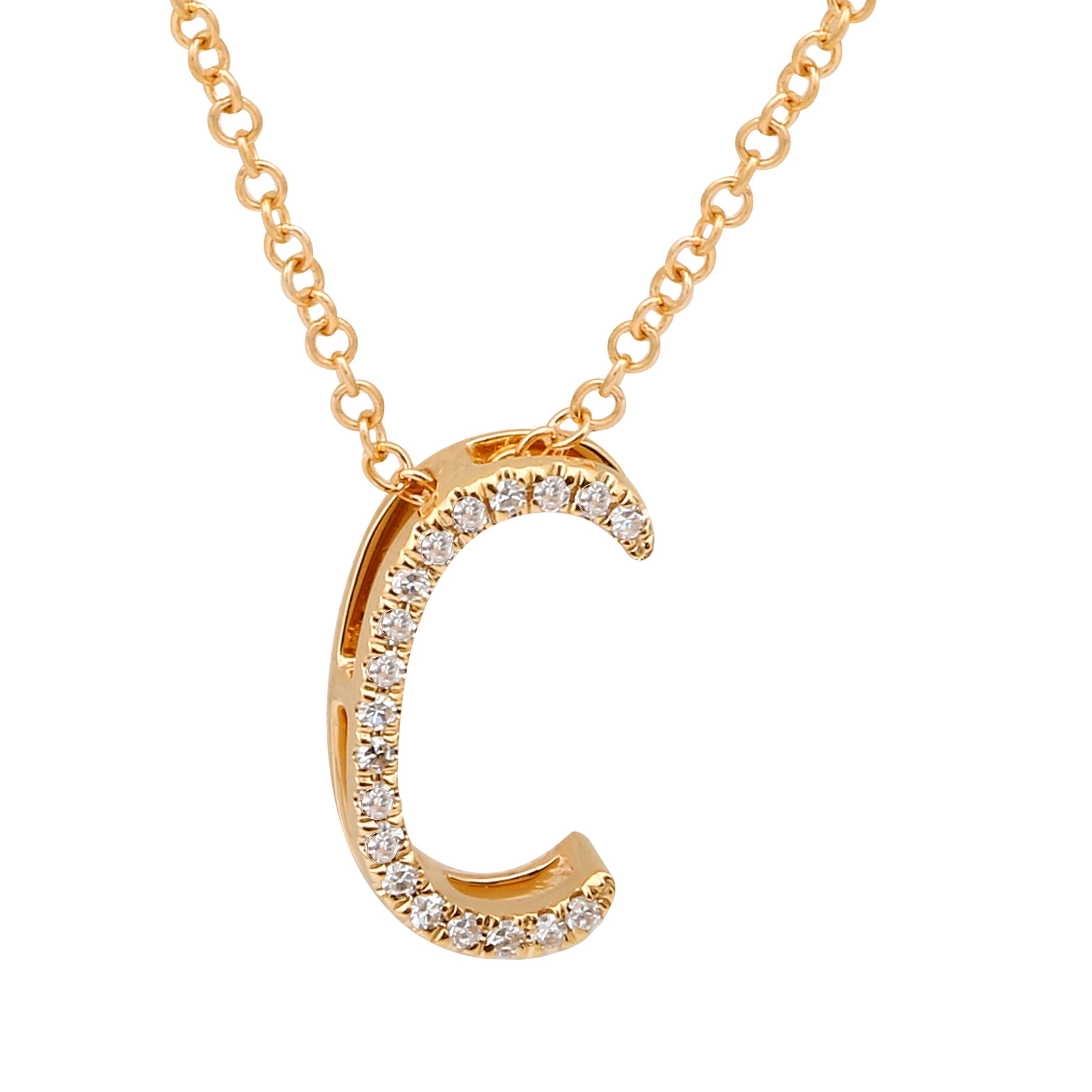 3D Initial Diamond Necklace.