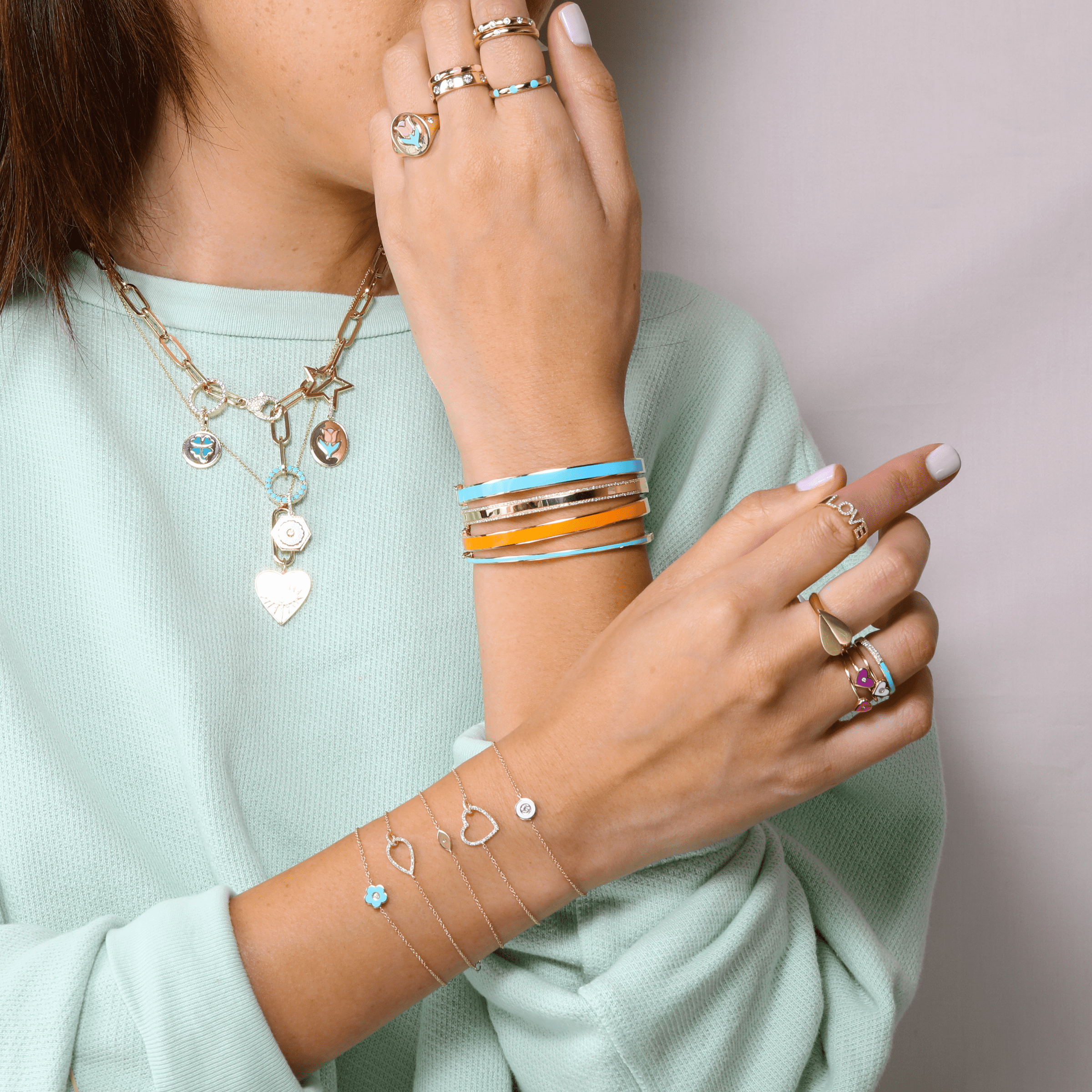 Open Heart Connecting Charms Bracelet.