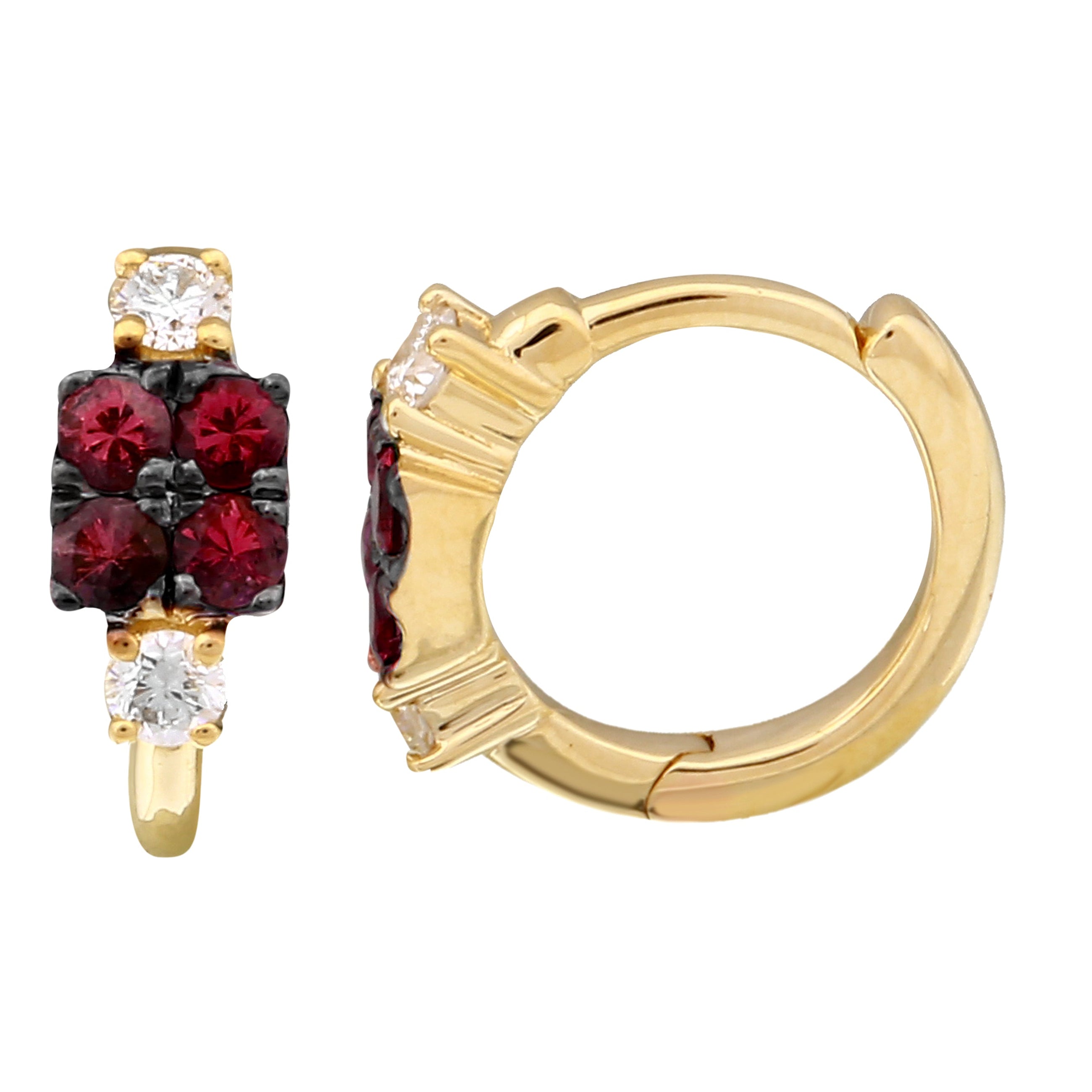 Gemstone Diamond Hoop Earrings.