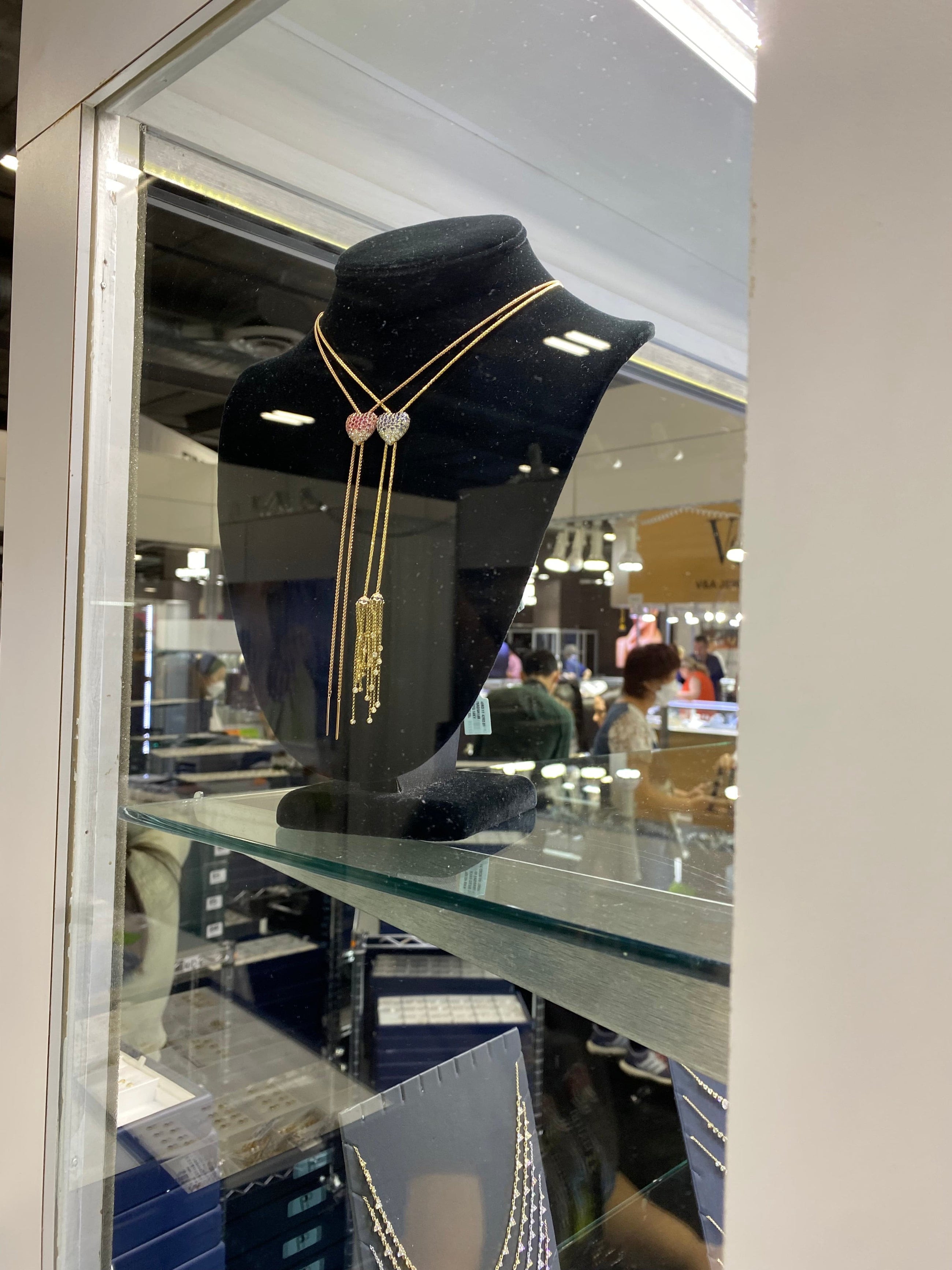 Pink Hombre Heart Lariat Necklace.