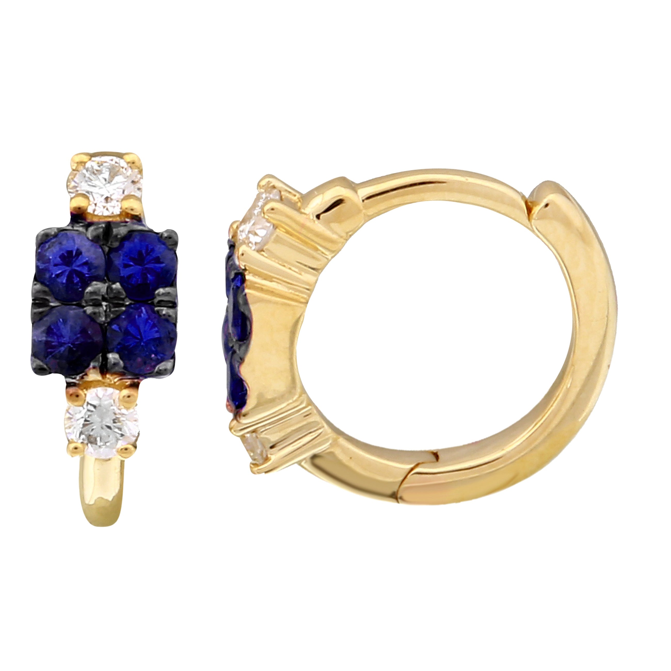 Gemstone Diamond Hoop Earrings.