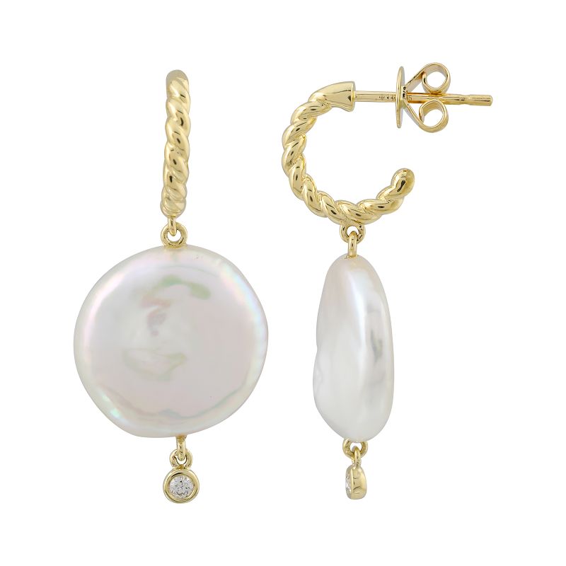 Curved Pearl Drop Studs - ECOMARK Diamonds