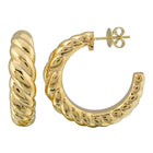 Light Weight Gold Croissant Open Hoop Earrings - ECOMARK Diamonds