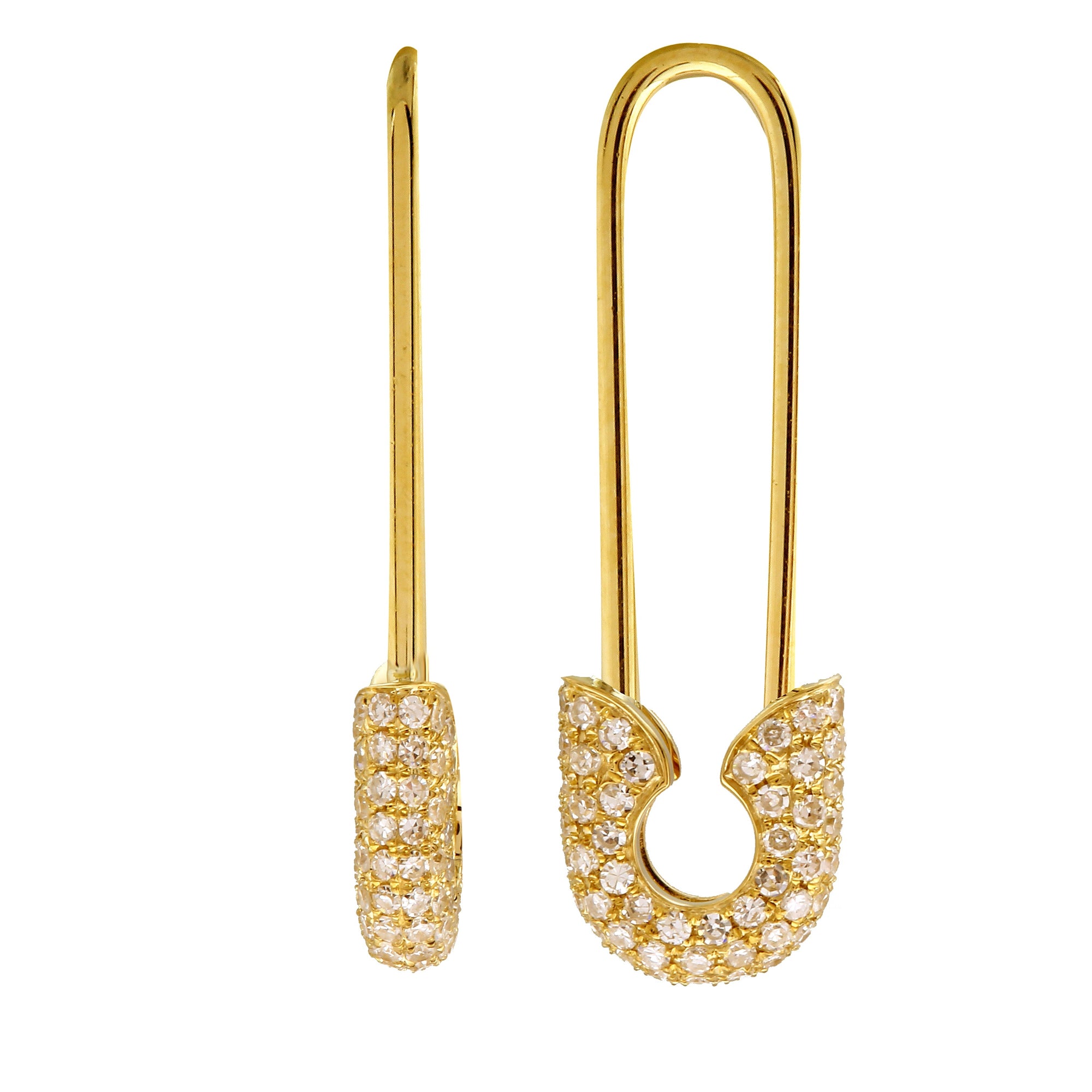 Endless Safety Pin Crawler Earrings.