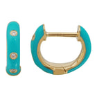 Turquoise Enamel Huggies.