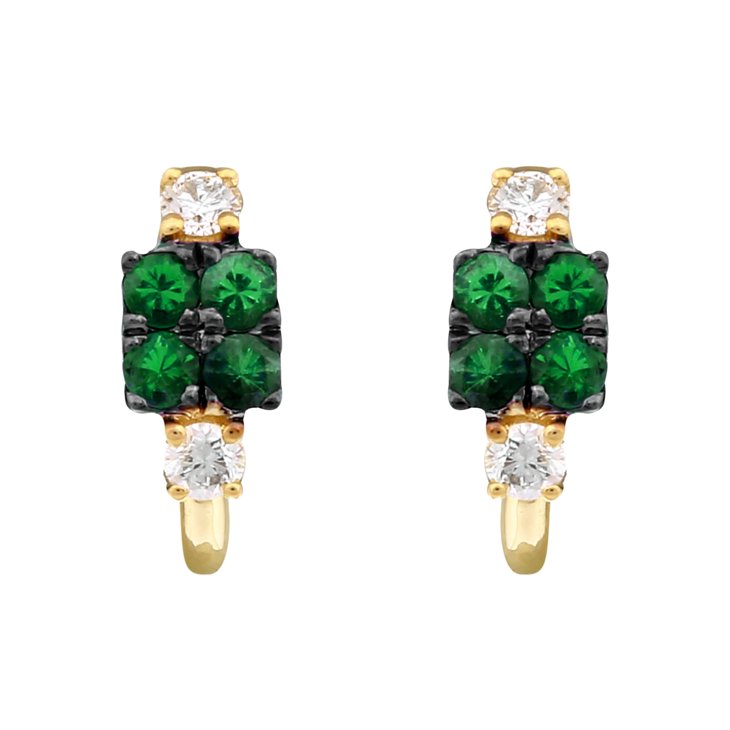 Gemstone Diamond Hoop Earrings.