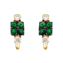 Gemstone Diamond Hoop Earrings.