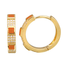 Enamel Block Pave Hoops.