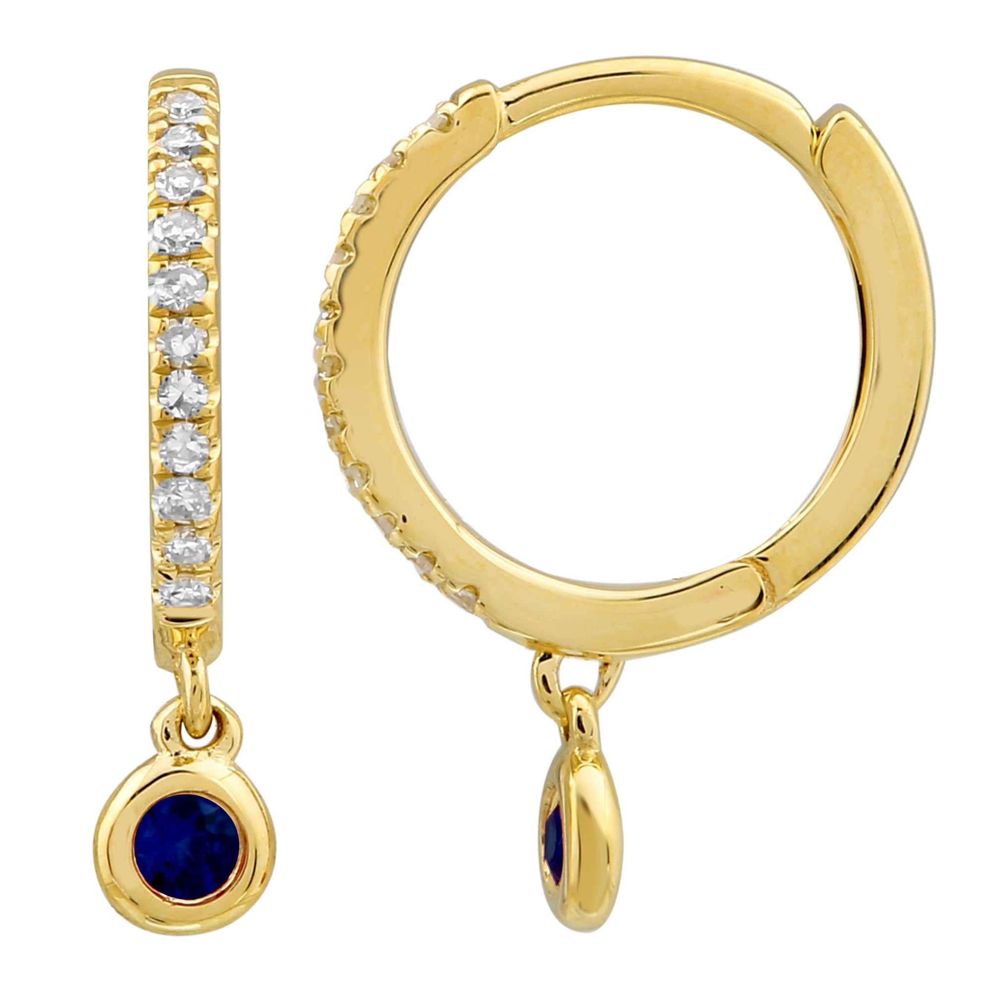 Sapphire Beaded Dangle Hoops.