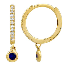 Sapphire Beaded Dangle Hoops.