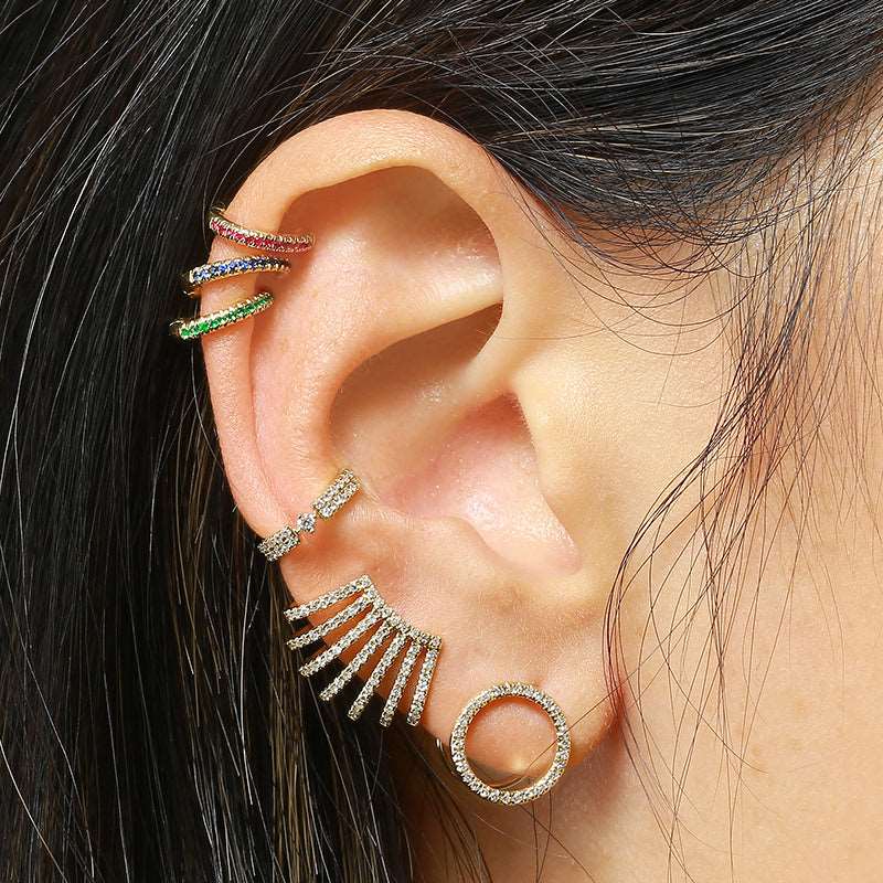 Caged Lobe Cuff Stud Earrings.