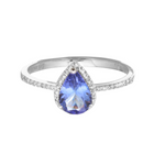 Diamond Tanzanite Pear Engagement Ring.