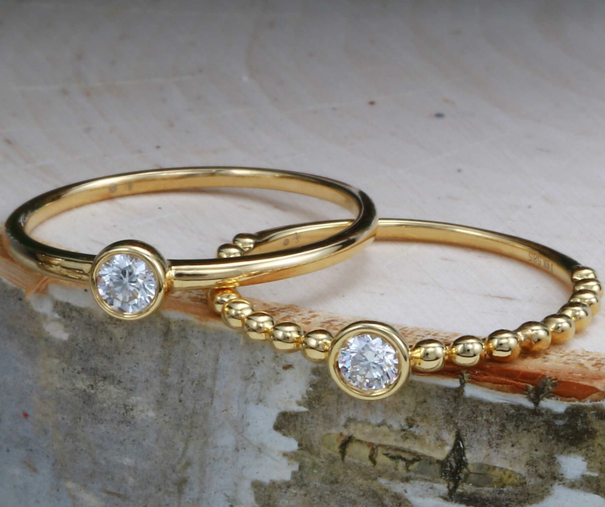 Beaded Bezel Stack Ring.