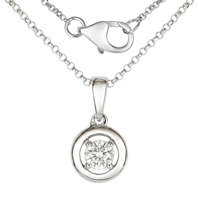 Diamond Center Circle Pendant Necklace.
