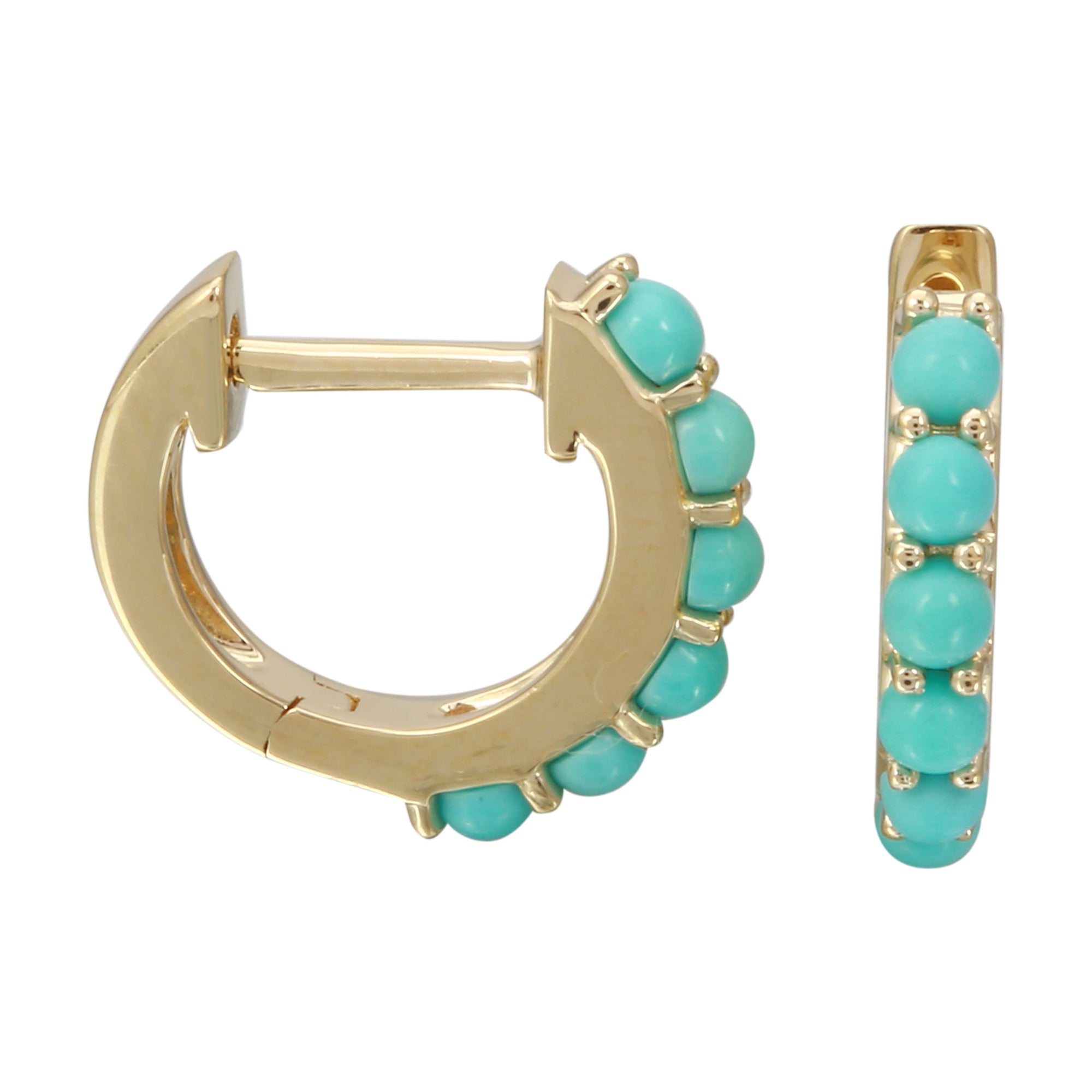 Turquoise Beaded Huggies.