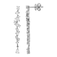 Long Multi Shape Diamond Stud Earrings.