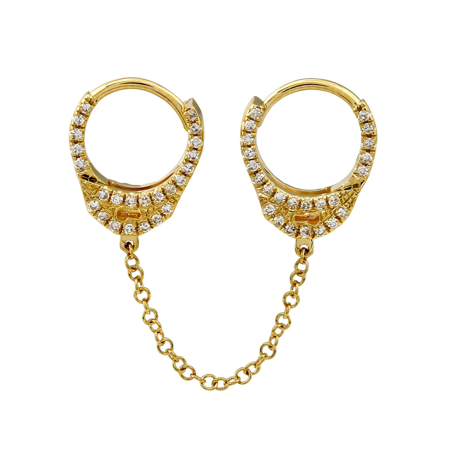 Diamond Double Handcuff Hoop Earring.
