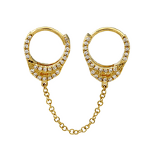 Diamond Double Handcuff Hoop Earring.