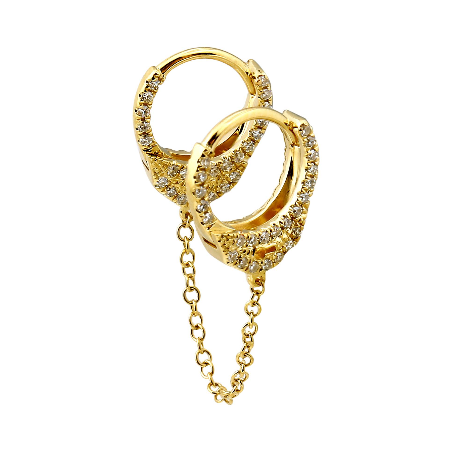Diamond Double Handcuff Hoop Earring.