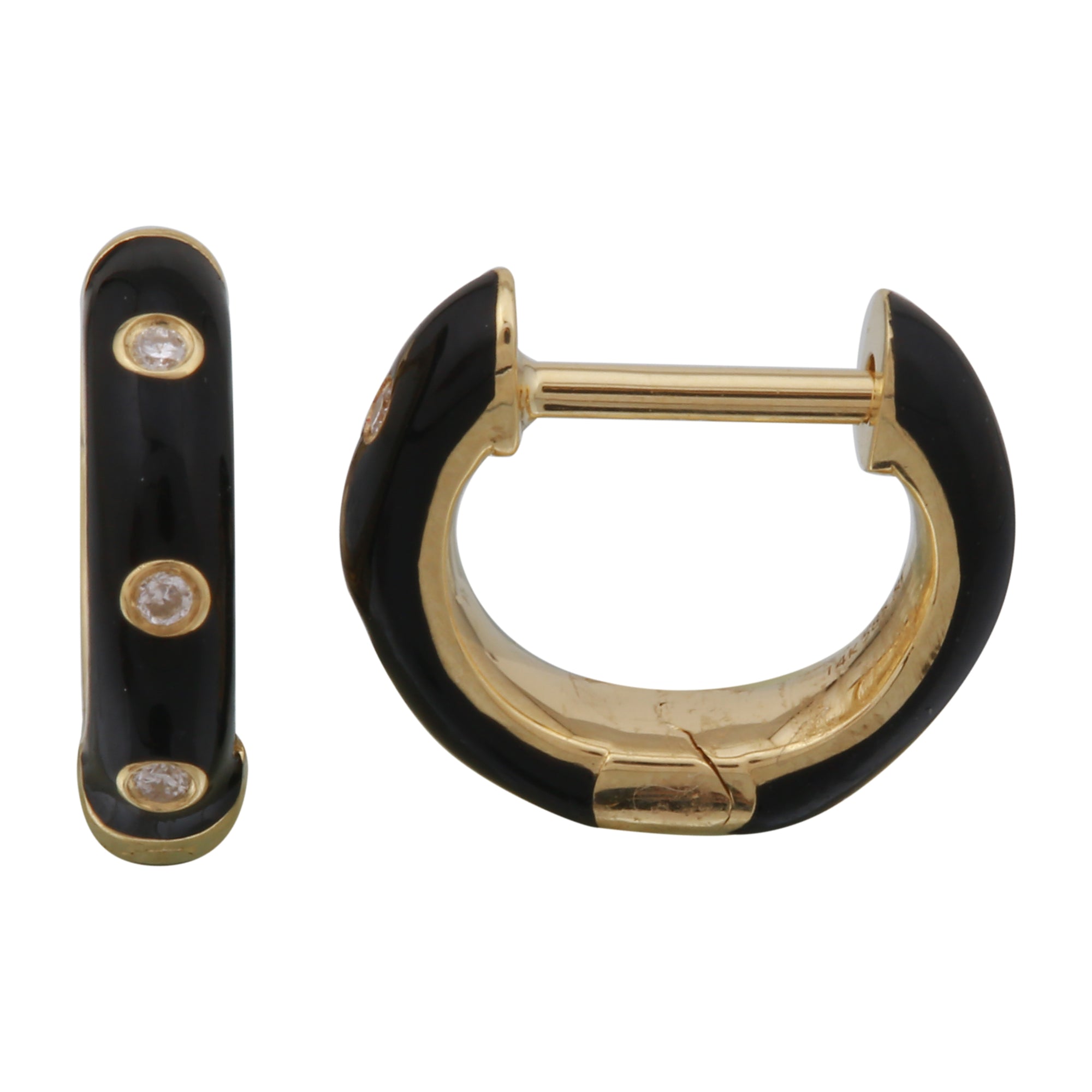 Black Enamel Huggies.