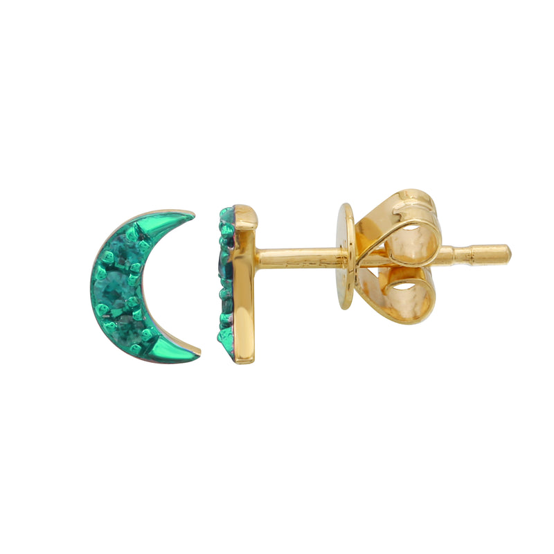 Crescent Moon Rhodium Earrings.