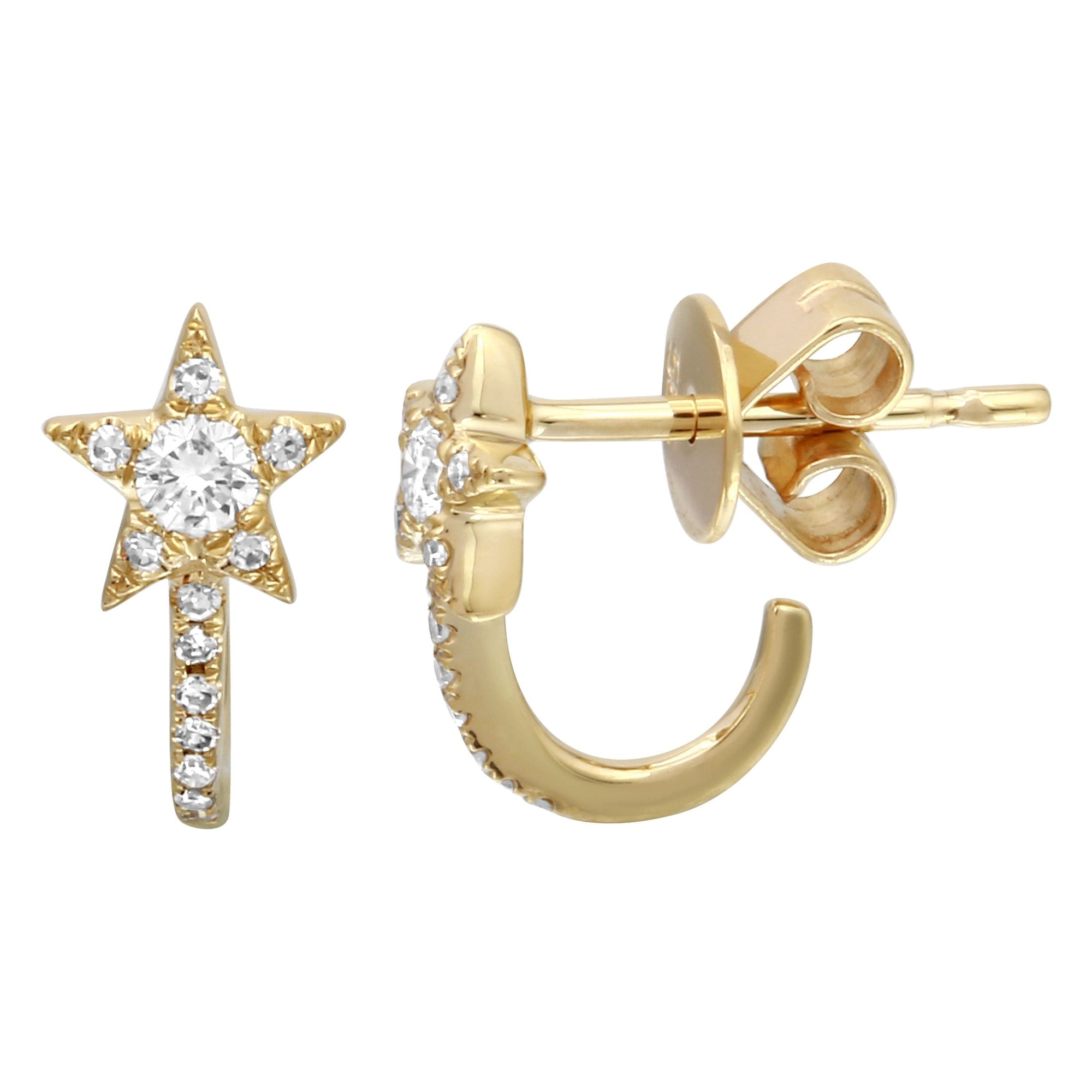 Diamond Star Lobe Cuff Earrings.