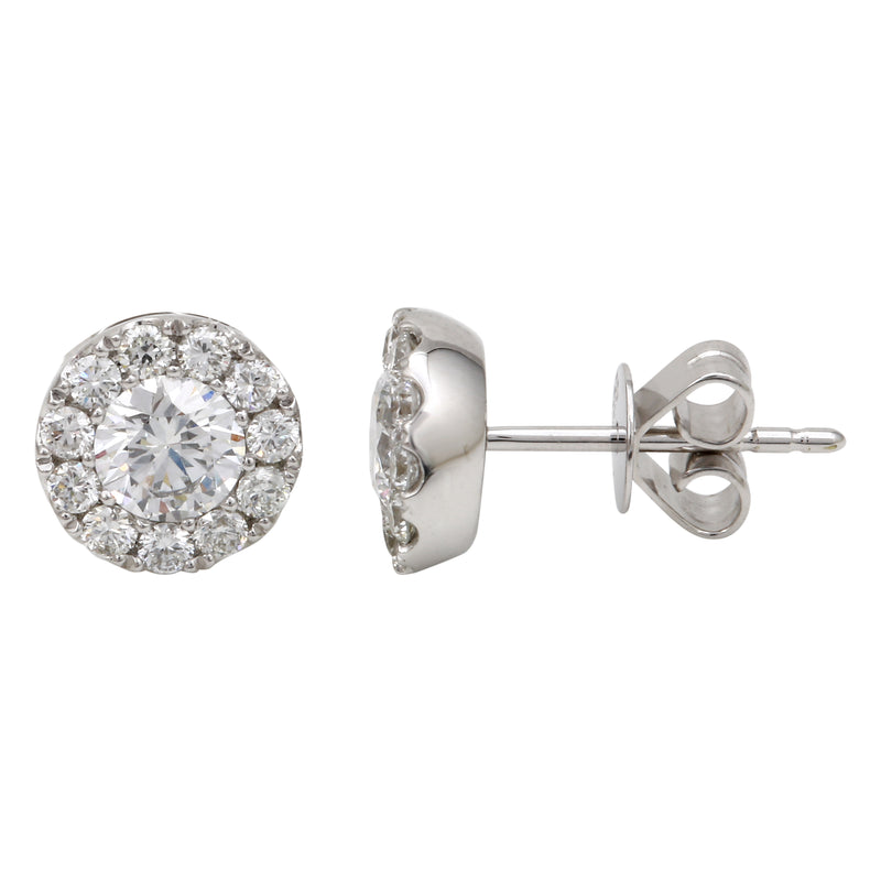 Diamond Halo Stud Earrings.