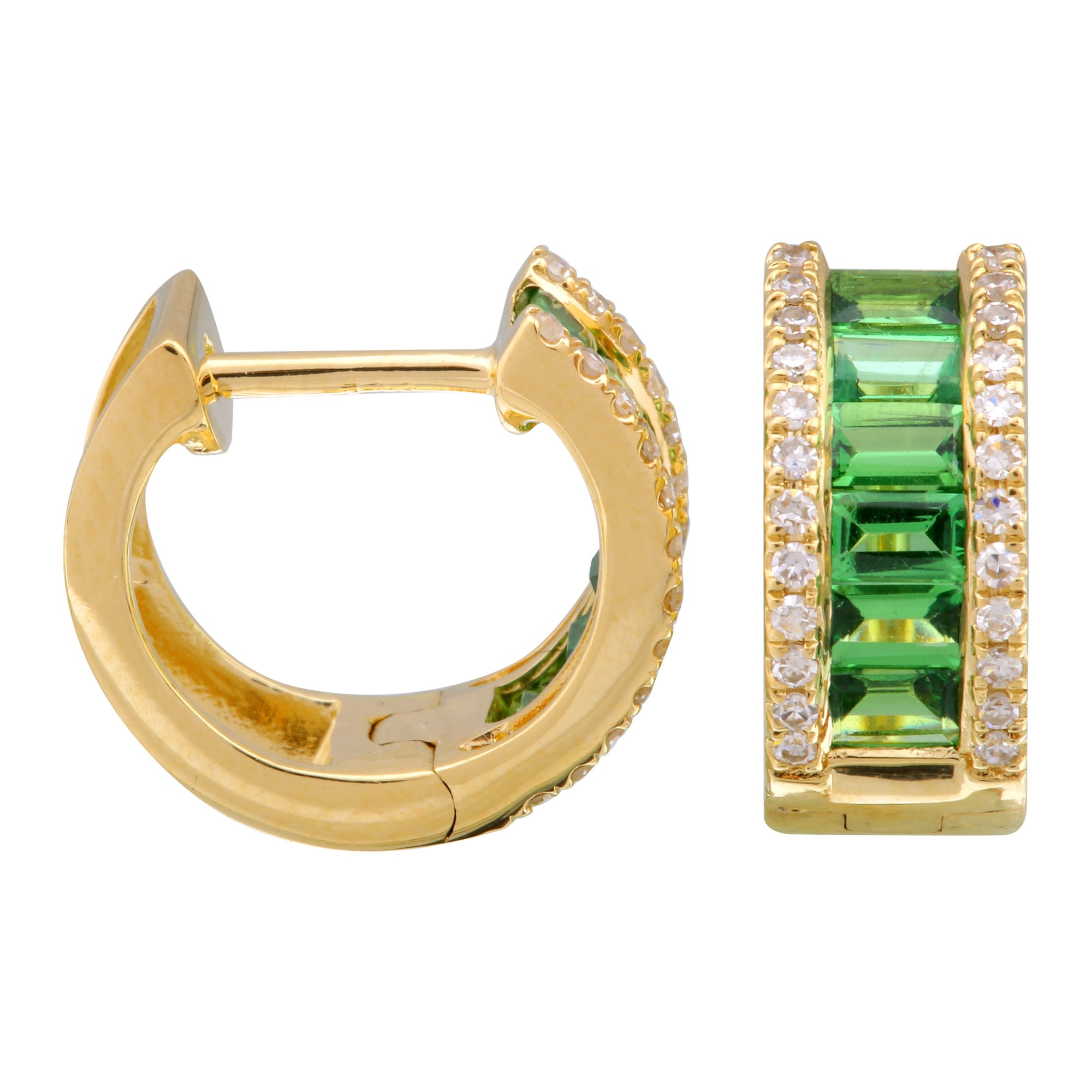 Wide Tsavorite Huggies.