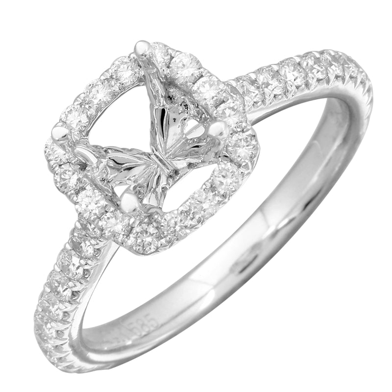 Squared Halo Engagement Ring Setting.