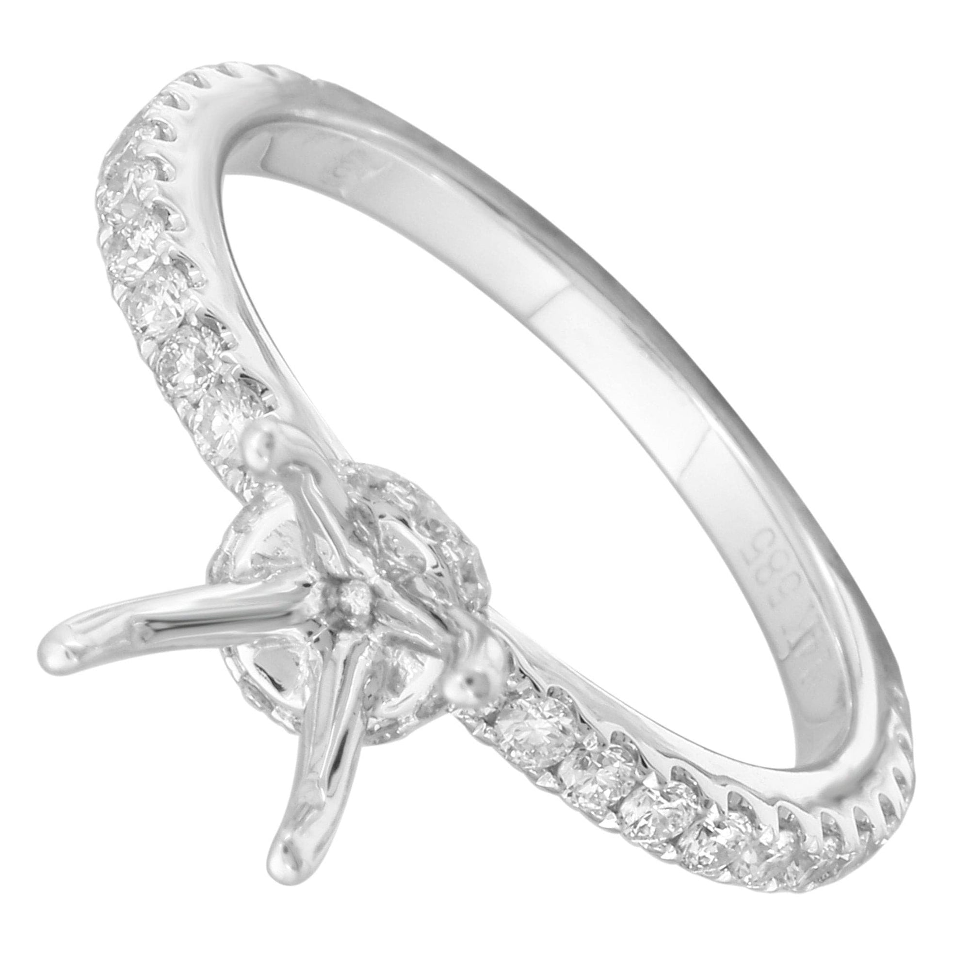 14k White Gold ECOMARK® Created Diamond Semi-Mount Engagement Ring (1/2 cttw, E-F Color, VS2-SI1) - ecomarkdiamonds