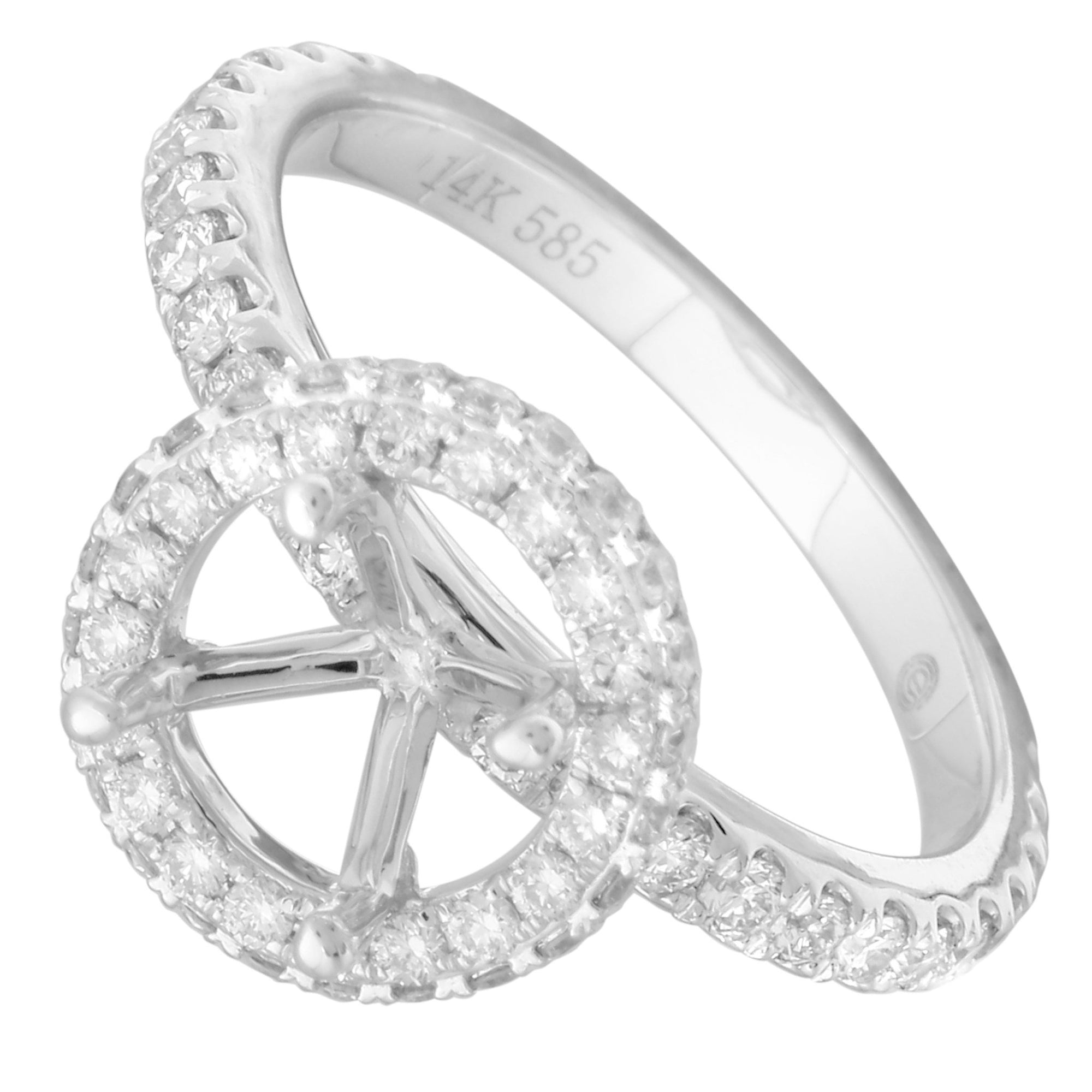 14k White Gold ECOMARK® Created Diamond Semi-Mount Engagement Ring (7/8 cttw, E-F Color, VS2-SI1) - ecomarkdiamonds