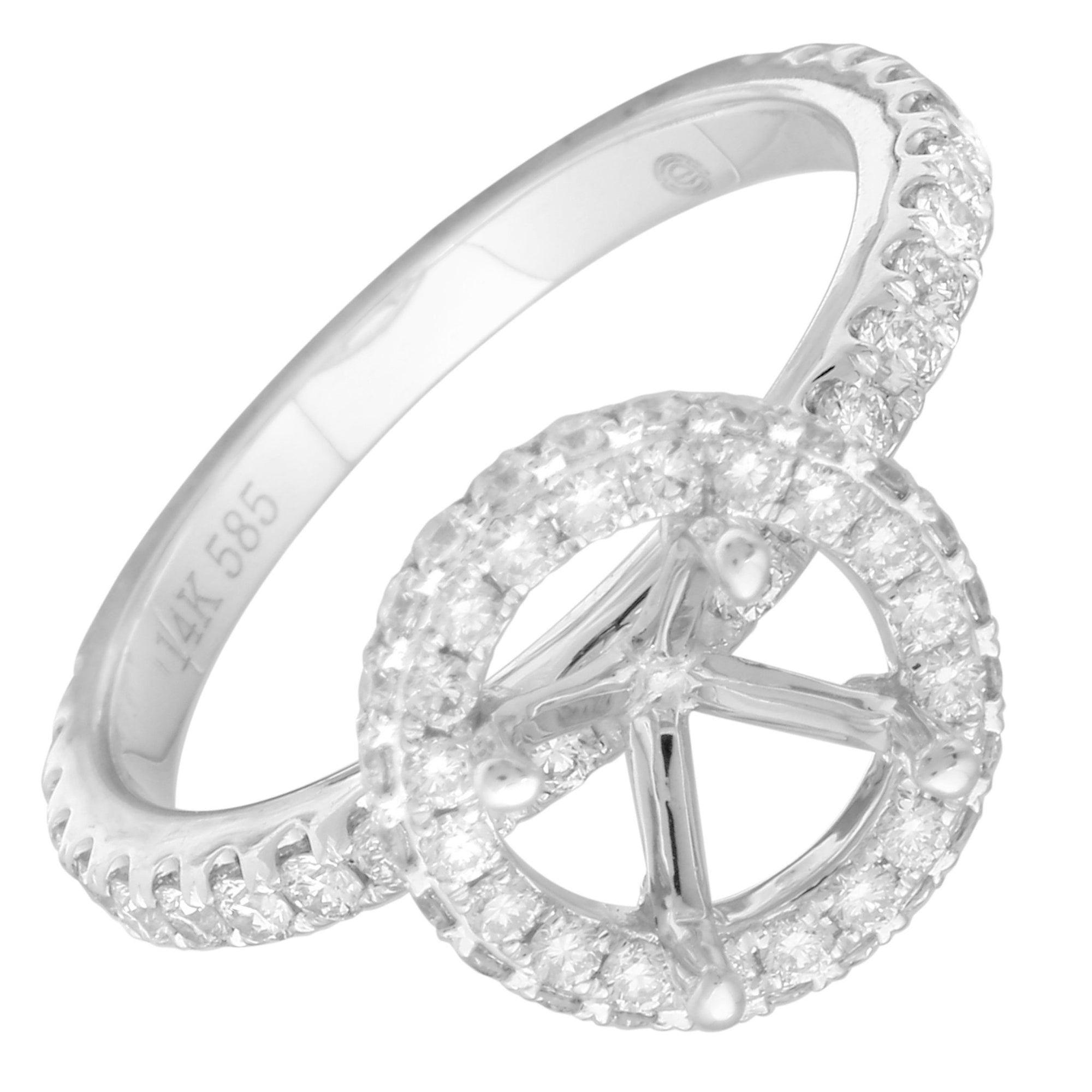 14k White Gold ECOMARK® Created Diamond Semi-Mount Engagement Ring (7/8 cttw, E-F Color, VS2-SI1) - ecomarkdiamonds