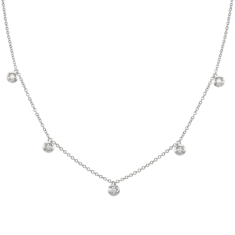 14k White Gold ECOMARK® Created Diamond Station Charm Necklace (1/4 cttw, E-F, VS2-SI1), 16+2" - ecomarkdiamonds