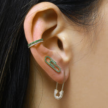 Endless Safety Pin Crawler Earrings.