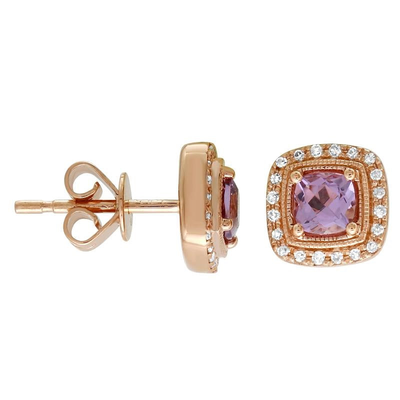Amethyst Cushion Stud Earrings.