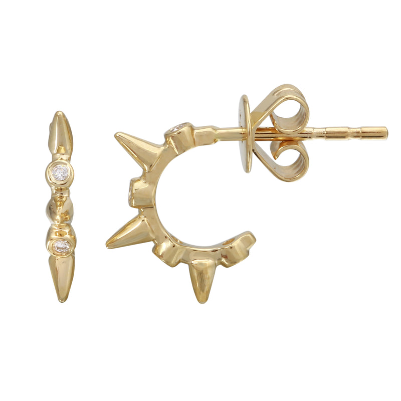 Bezel Spiked Cuff Earrings.