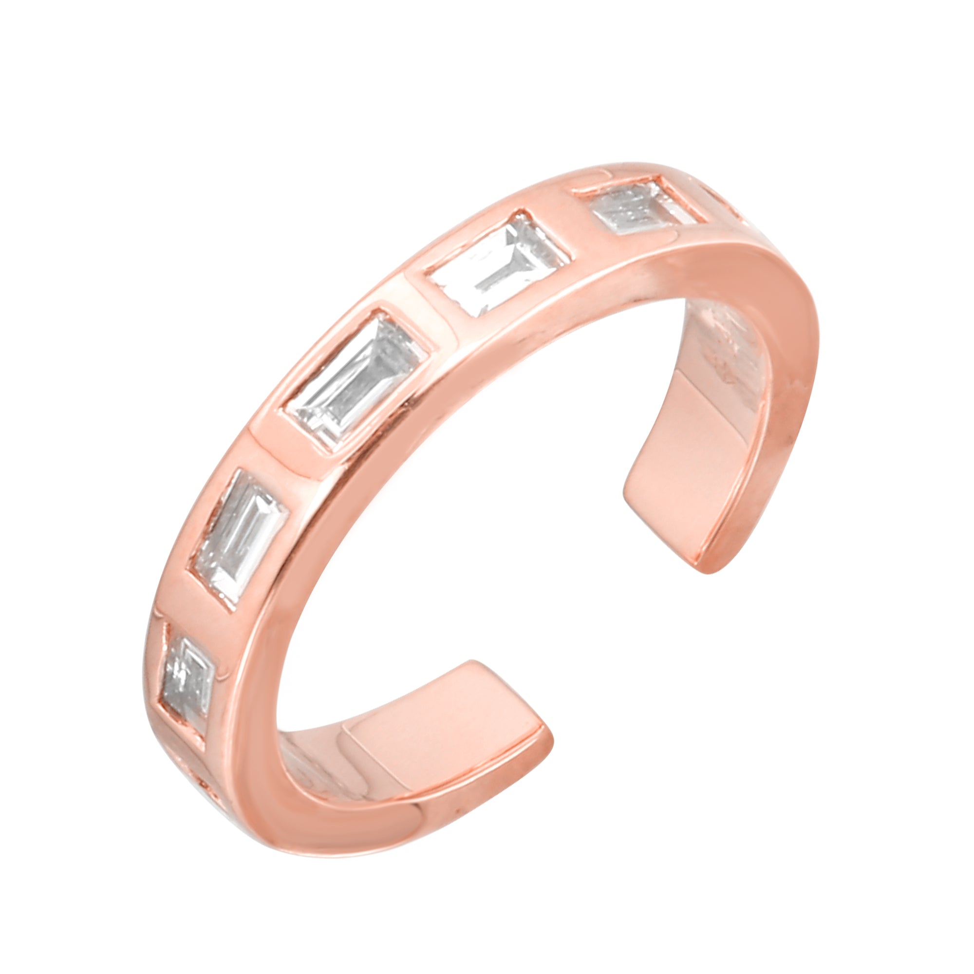 Pink Stacked Baguette Endless Ear Cuff.