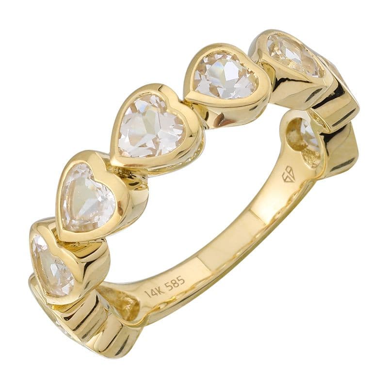 Color Gemstone Hearts Ring.