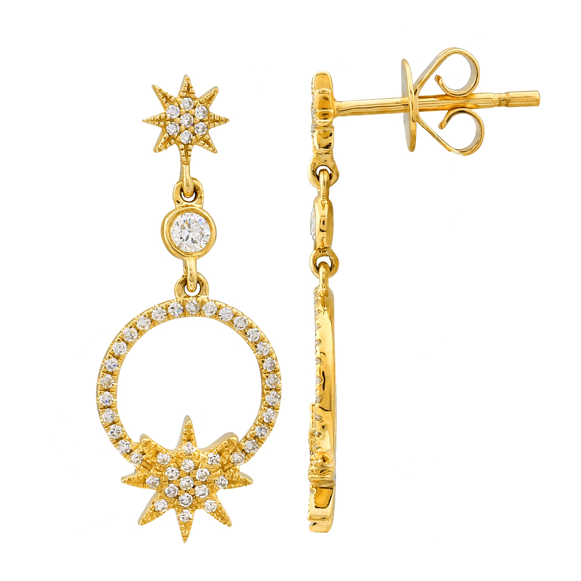 Dangling Sun Hoop Studs.