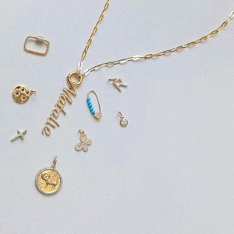 Diamond Mom Heart Charm.