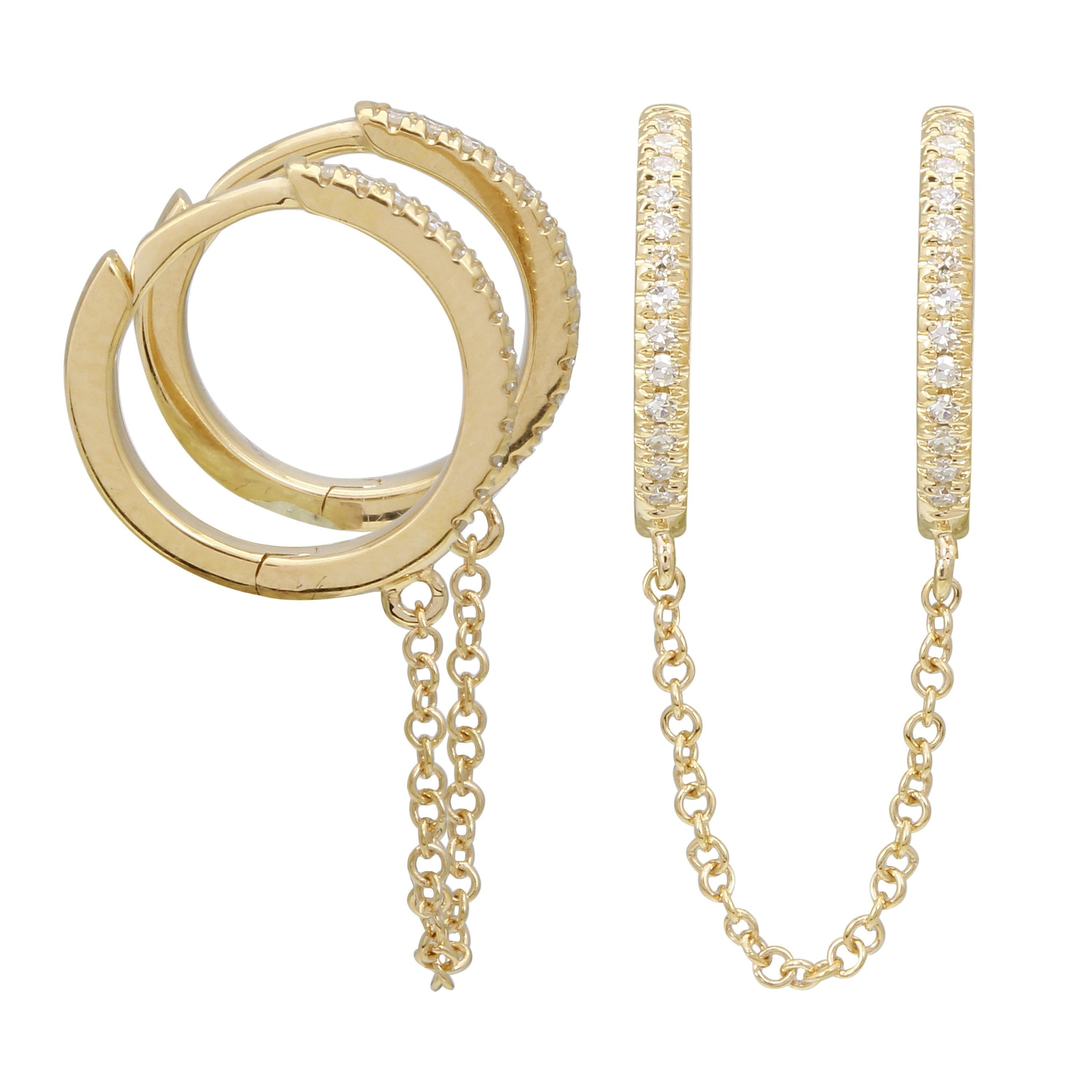 Dangle Chain Double Hoop Earring.