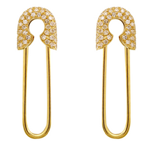 Endless Safety Pin Crawler Earrings.