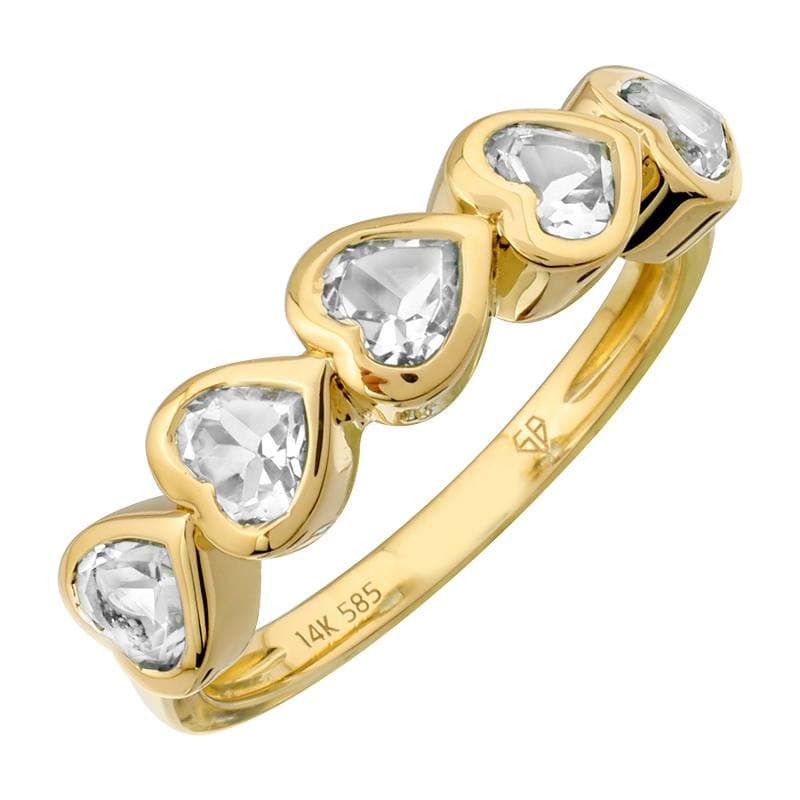Bezel Gemstone Hearts Ring.