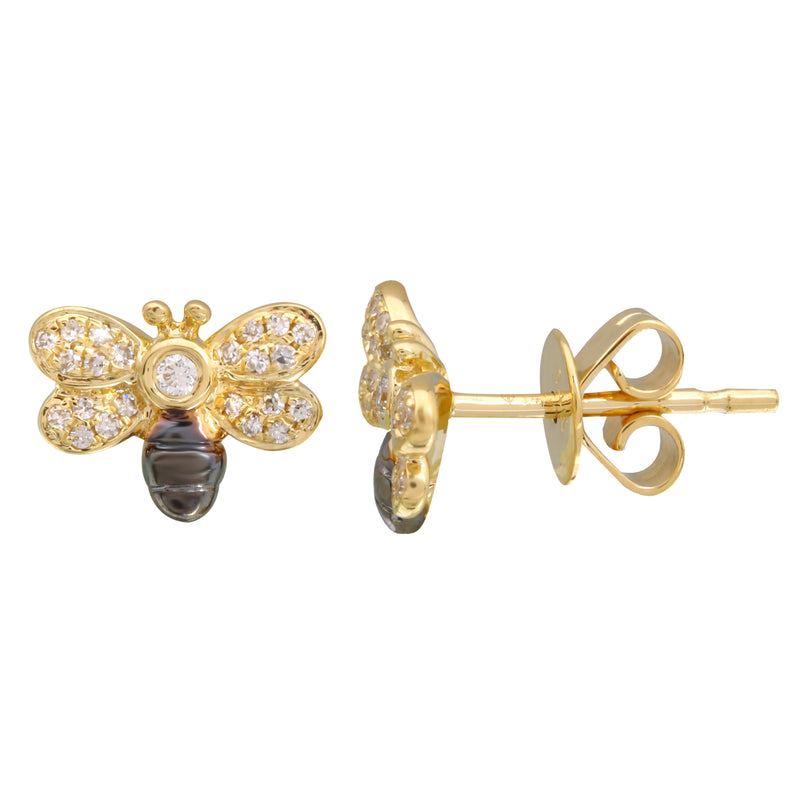 Diamond Bee Stud Earrings.