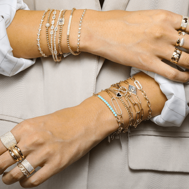 Diamond Paper Clip Chain Toggle Bracelet.