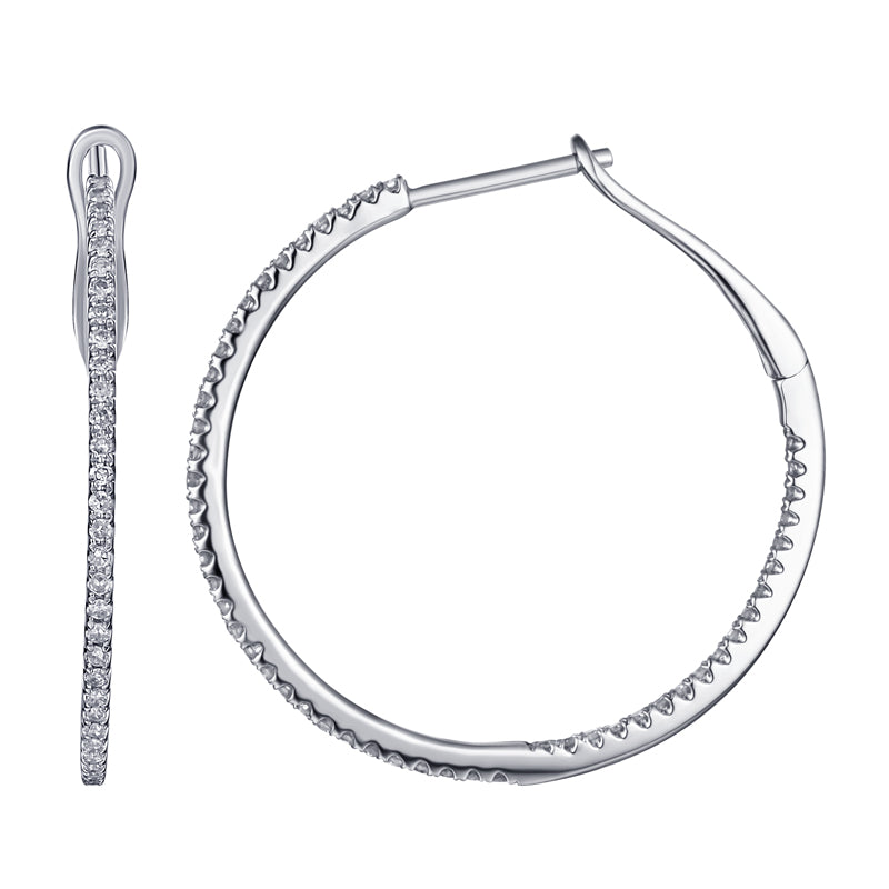 27mm Hoop Diamond Earrings.