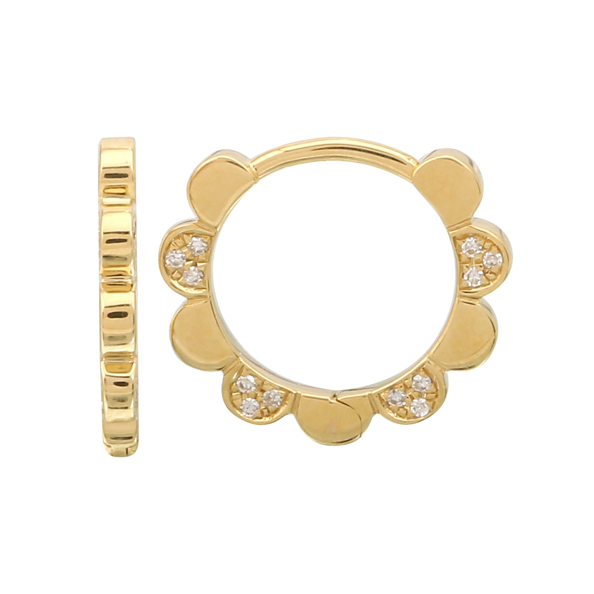 Diamond Flower Hoop Earrings.
