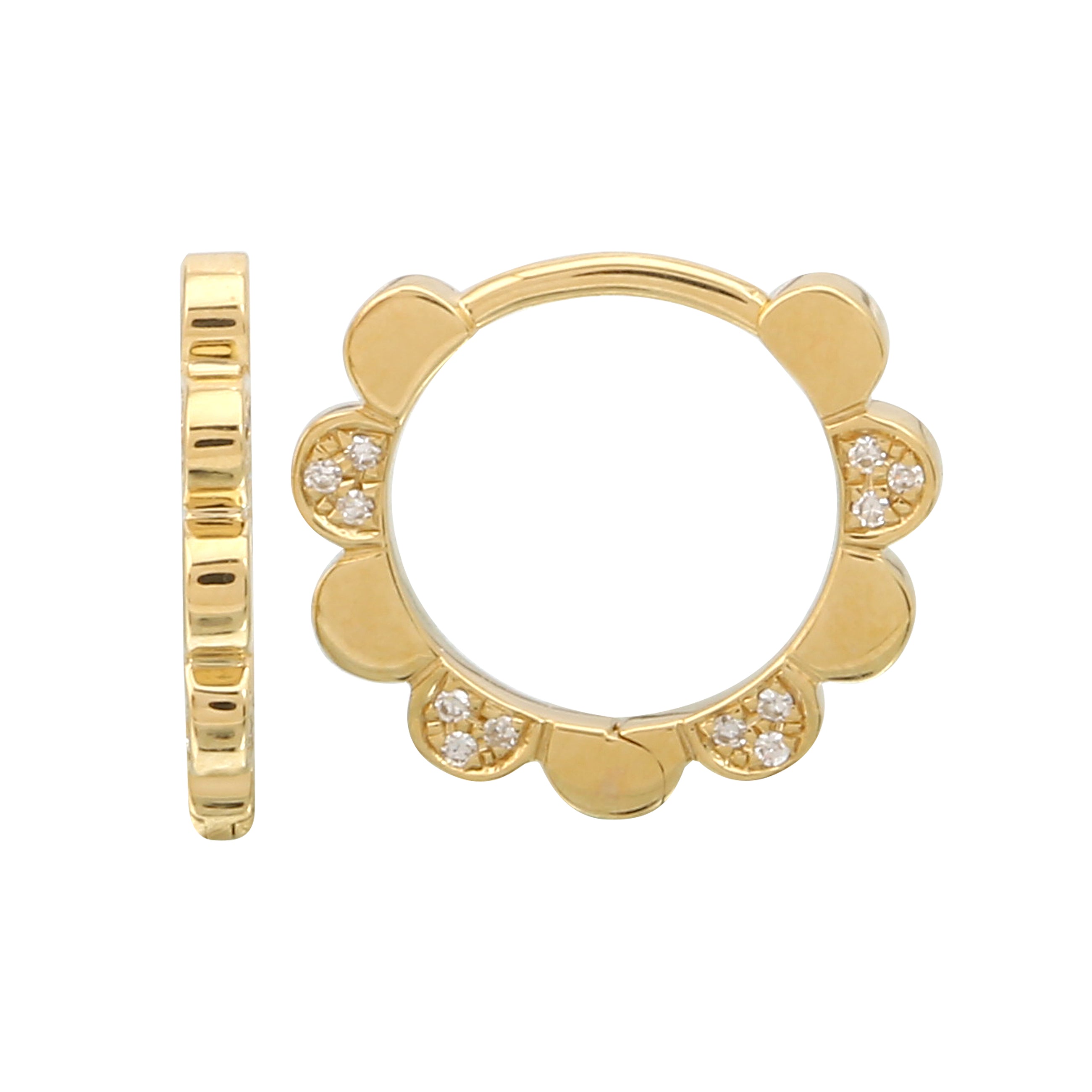 Diamond Flower Hoop Earrings.